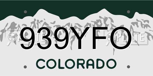 939YFO Colorado License Plate