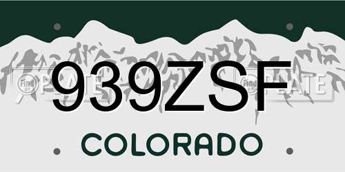 939ZSF Colorado License Plate