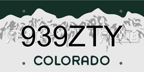939ZTY Colorado License Plate