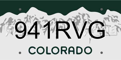 941RVG Colorado License Plate