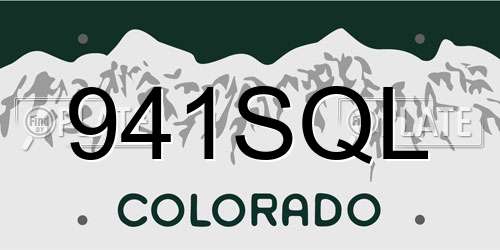 941SQL Colorado License Plate