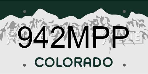 942MPP Colorado License Plate