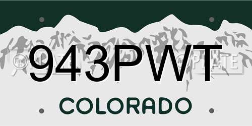 943PWT Colorado License Plate