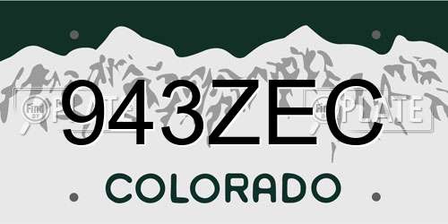 943ZEC Colorado License Plate