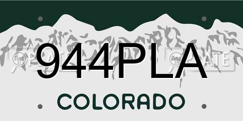 944PLA Colorado License Plate