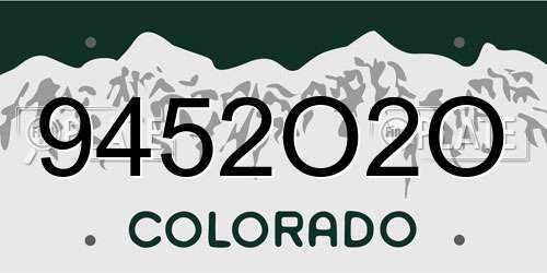 9452O2O Colorado License Plate