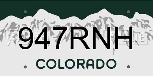 947RNH Colorado License Plate