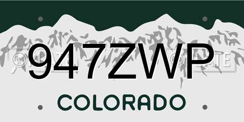 947ZWP Colorado License Plate
