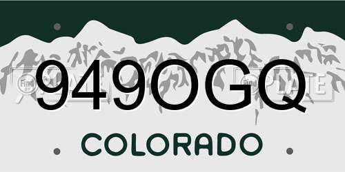 949OGQ Colorado License Plate