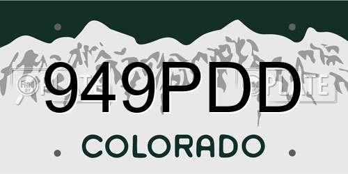 949PDD Colorado License Plate