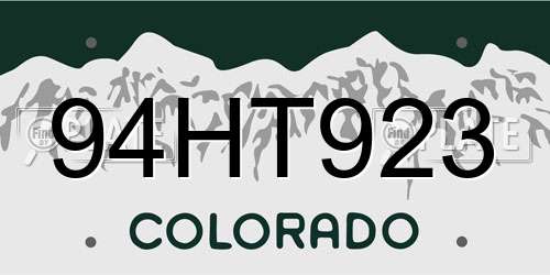 94HT923 Colorado License Plate