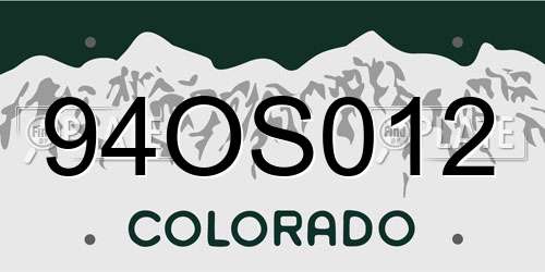 94OS012 Colorado License Plate