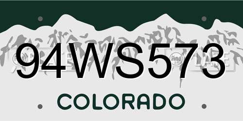 94WS573 Colorado License Plate