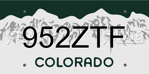 952ZTF Colorado License Plate
