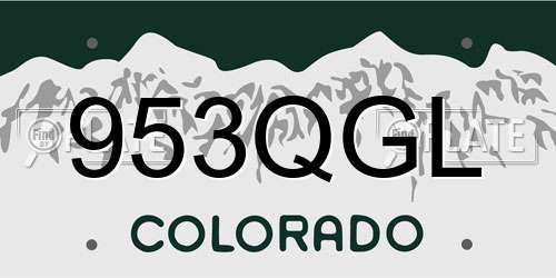 953QGL Colorado License Plate