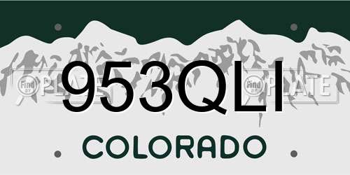 953QLI Colorado License Plate