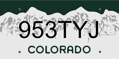 953TYJ Colorado License Plate