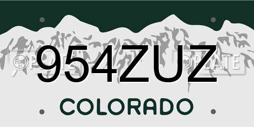 954ZUZ Colorado License Plate
