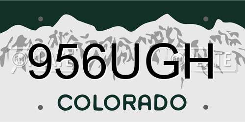 956UGH Colorado License Plate