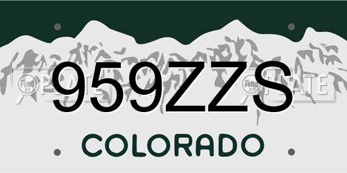 959ZZS Colorado License Plate
