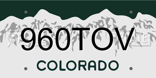 960TOV Colorado License Plate