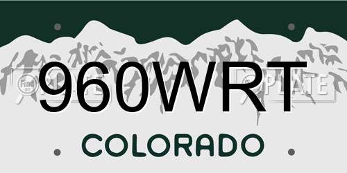 960WRT Colorado License Plate