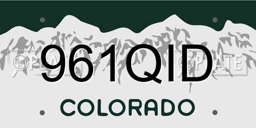 961QID Colorado License Plate