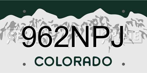 962NPJ Colorado License Plate