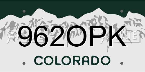 962OPK Colorado License Plate