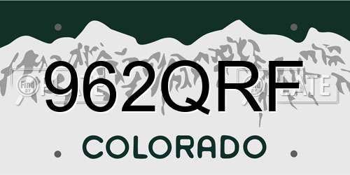 962QRF Colorado License Plate