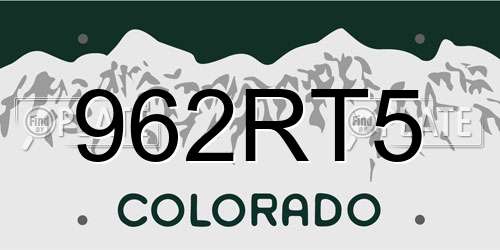 962RT5 Colorado License Plate