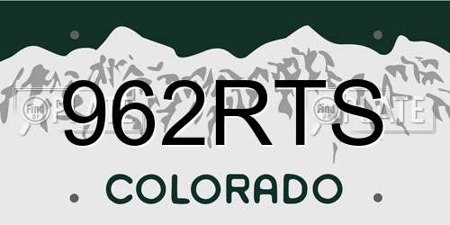 962RTS Colorado License Plate