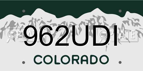 962UDI Colorado License Plate