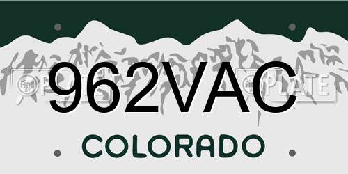 962VAC Colorado License Plate