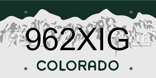 962XIG Colorado License Plate