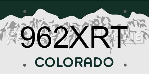 962XRT Colorado License Plate