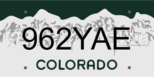 962YAE Colorado License Plate