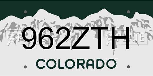 962ZTH Colorado License Plate