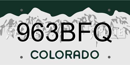 963BFQ Colorado License Plate