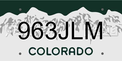 963JLM Colorado License Plate