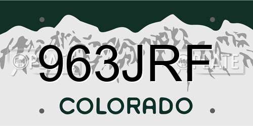 963JRF Colorado License Plate