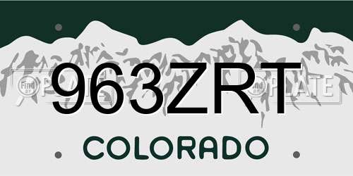 963ZRT Colorado License Plate