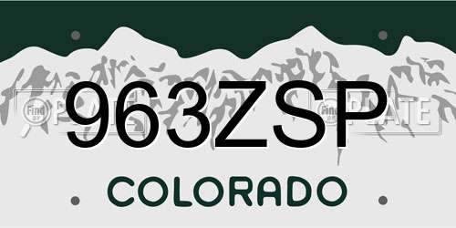 963ZSP Colorado License Plate