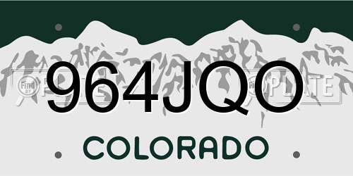 964JQO Colorado License Plate