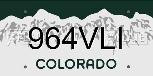 964VLI Colorado License Plate