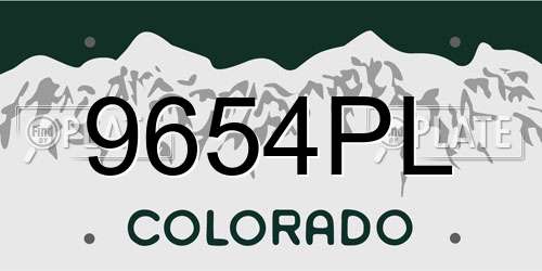 9654PL Colorado License Plate