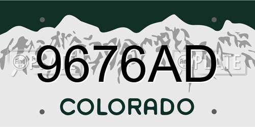 9676AD Colorado License Plate
