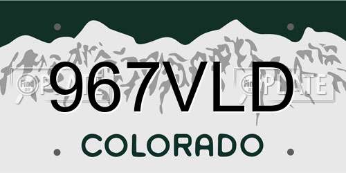967VLD Colorado License Plate
