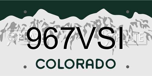 967VSI Colorado License Plate