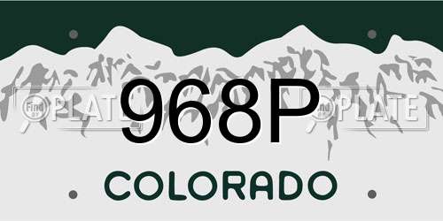 968P Colorado License Plate